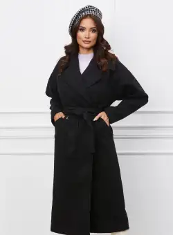 Palton Moze negru lung oversize