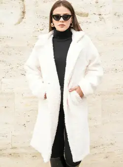 Palton Tania alb din blanita