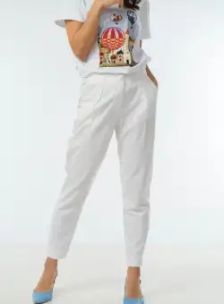 Pantalon Dafina alb Hermosa