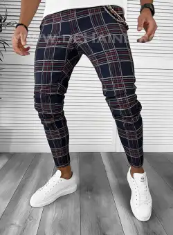 Pantaloni barbati casual regular fit bleumarin B7942 3-4 E