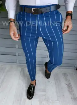 Pantaloni barbati eleganti albastri B1874 B5-4.3 E 4-3