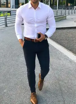 Pantaloni barbati eleganti bleumarin ZR A2116 B4