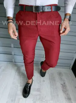 Pantaloni barbati eleganti grena B1769 14-5 E ~