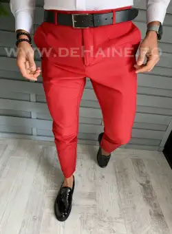 Pantaloni barbati eleganti rosii B1734 E