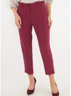 Pantaloni conici 7/8 bordo cu strasuri