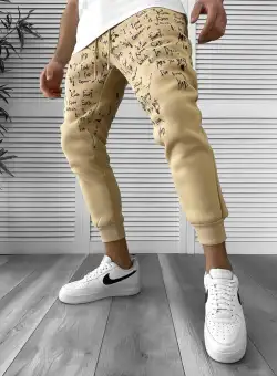 Pantaloni de trening bej conici 172 Z16-4