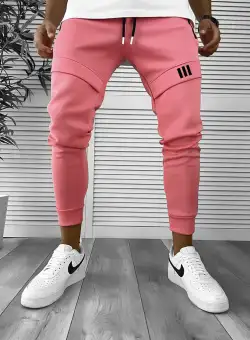 Pantaloni de trening roz conici 12259 D11-1