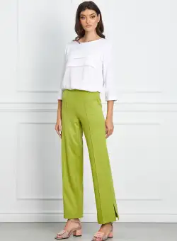 Pantaloni Elore lime cu dunga si buzunare