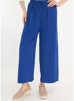 Pantaloni lejeri albastri cu elastic in talie