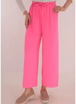 Pantaloni lejeri roz cu elastic in talie