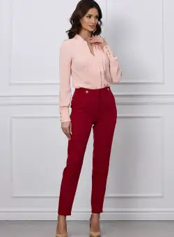 Pantaloni MBG bordo cu nasturi aurii decorativi