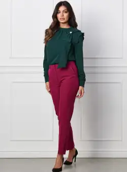 Pantaloni MBG magenta office cu buzunare