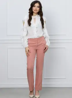 Pantaloni MBG peach cu dunga