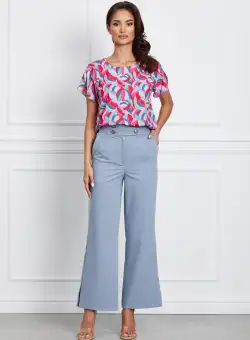 Pantaloni Moze bleu evazati