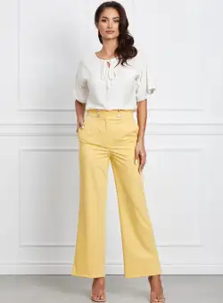 Pantaloni Moze galbeni evazati
