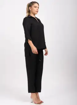 Pantaloni negri din vascoza