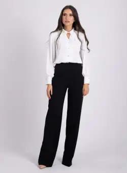 Pantaloni negri evazati cu talie inalta