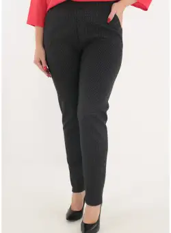 Pantaloni negri flausati cu buline mici imprimate