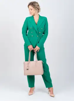 Pantaloni office/casual cu talie inalta si buzunare laterale