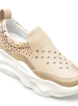 Pantofi BAM bej, 282502, din piele naturala