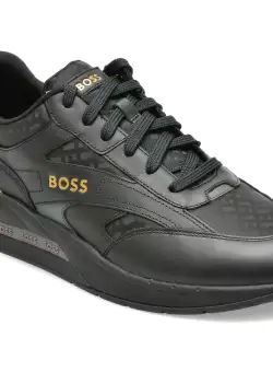 Pantofi BOSS negri, 2901, din piele naturala