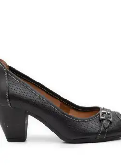 Pantofi casual cu toc dama de piele naturala, Leofex - 276-1 negru