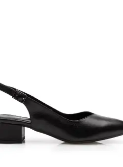 Pantofi casual cu toc damă, din piele naturală - 169-2 Negru Box