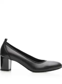 Pantofi casual cu toc damă din piele naturală Leofex - 231-2 Negru Box