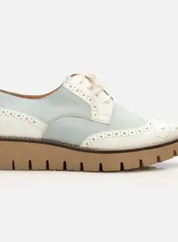 Pantofi casual dama din piele naturala, Leofex - 012-1 Alb Turquoise Box