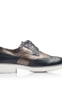 Pantofi casual damă din piele naturală,Leofex - 012-2 Blue Închis Box