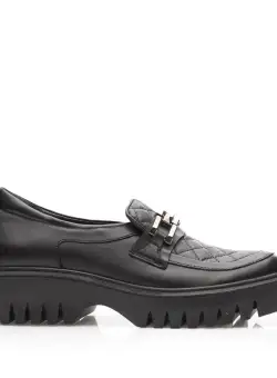 Pantofi casual damă din piele naturală, Leofex - 024-1 Negru Box