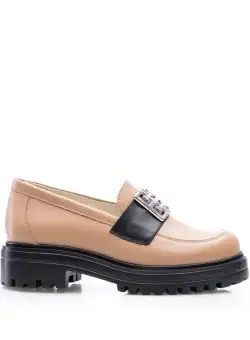 Pantofi casual damă din piele naturală, Leofex - 024 Cappuccino Box