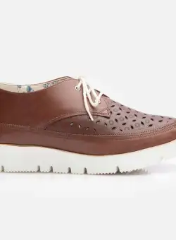 Pantofi casual dama din piele naturala, Leofex - 040 Maro Box