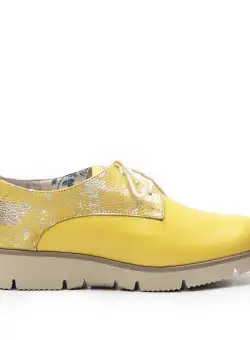 Pantofi casual dama din piele naturala Leofex- 200 Galben Box