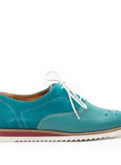 Pantofi casual dama din piele naturala, Leofex - 230 Turcoaz Box Velur