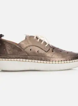 Pantofi casual dama din piele naturala, Leofex - 244 Bronz Box