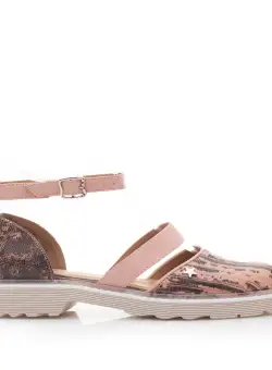 Pantofi casual dama din piele naturala,Leofex - 301 Roz box maro