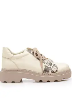 Pantofi casual dama din piele naturala,Leofex - 318-2 Crem Box