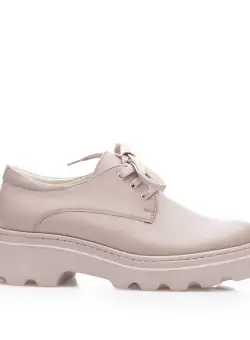 Pantofi casual damă din piele naturală,Leofex - 346-2 Taupe Box
