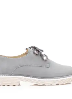 Pantofi casual dama din piele naturala,Leofex - 346 Gri deschis velur