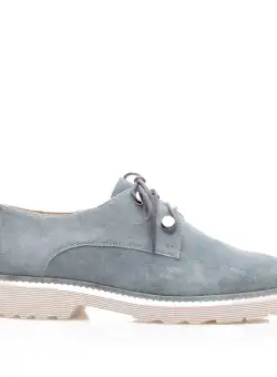 Pantofi casual damă din piele naturală,Leofex - 346 Gri velur