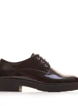 Pantofi casual damă din piele naturală, Leofex - 377 Negru Lac