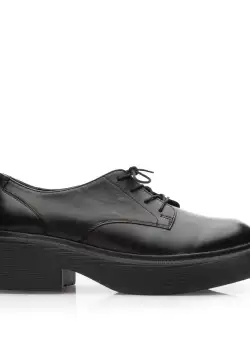 Pantofi casual damă din piele naturală, Leofex - 379 Negru Box