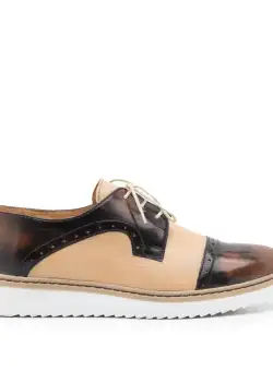 Pantofi casual dama din piele naturala,Leofex - 399-1 taupe-maro box