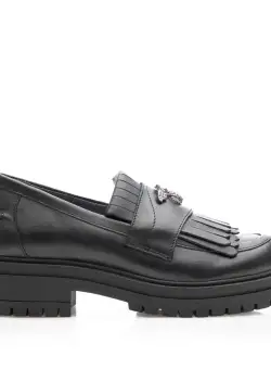 Pantofi casual damă din piele naturală, Leofex - 405 Negru Box