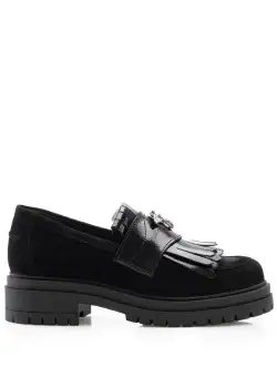 Pantofi casual damă din piele naturală, Leofex - 405 Negru Velur Naplac