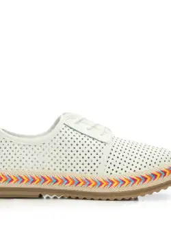 Pantofi casual dama perforati din piele naturala - 1984 alb box perforat