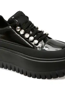 Pantofi casual EPICA negri, 1053, din piele naturala lacuita