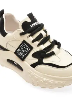 Pantofi casual FLAVIA PASSINI alb-negru, 23015, din piele naturala