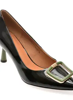 Pantofi casual FLAVIA PASSINI negri, A117, din piele naturala lacuita